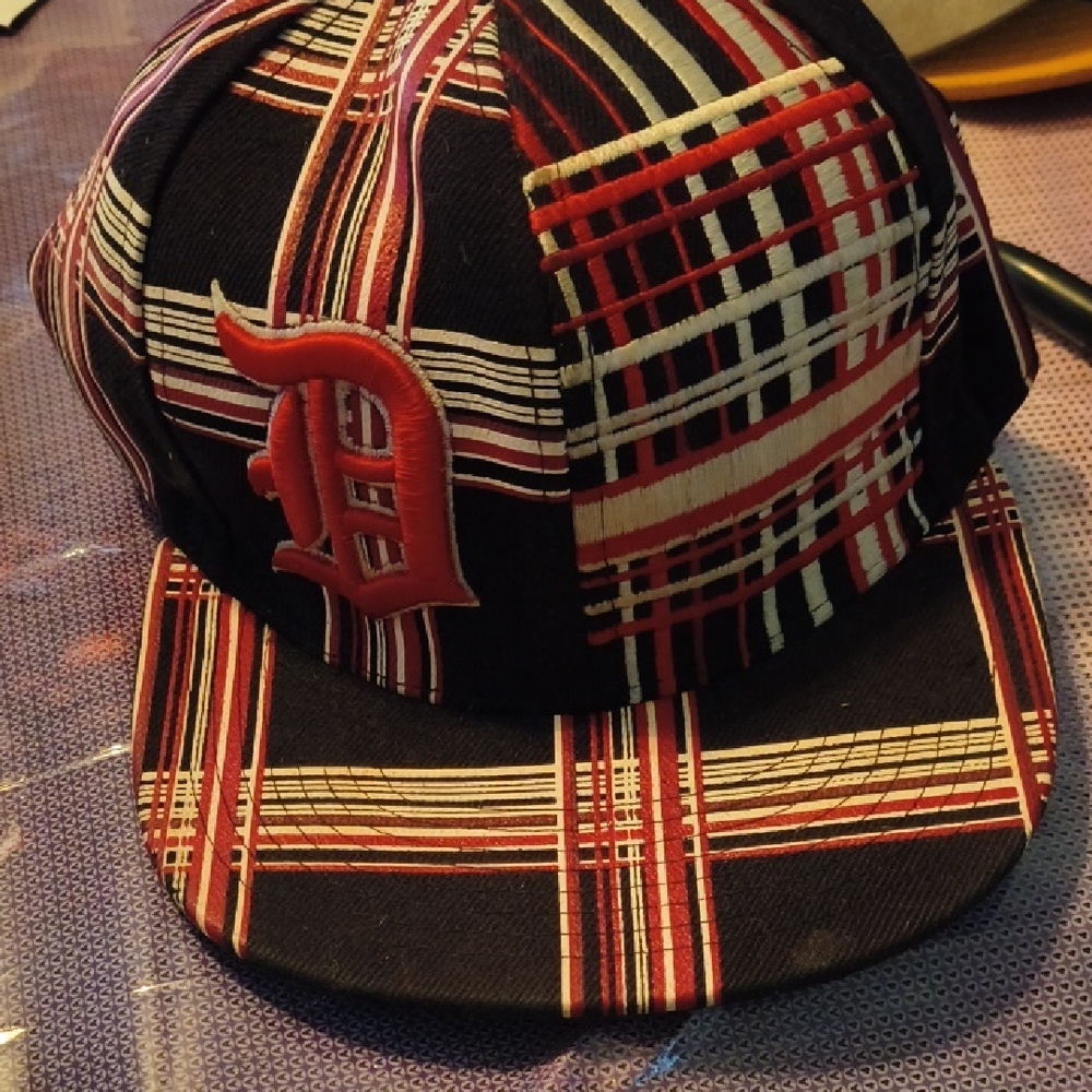 Plaid Kids Cap with Red and Black Design